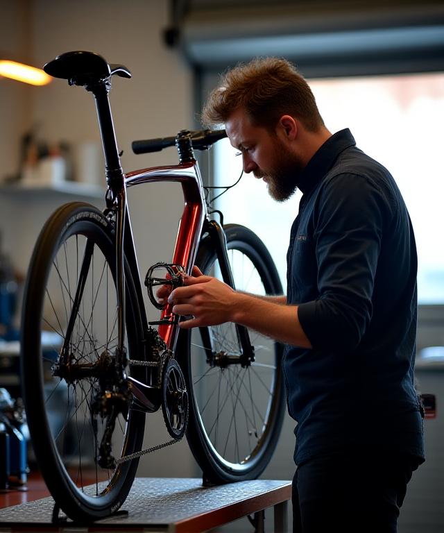 Meccanico esperto alle prese con un telaio custom in officina a Roma